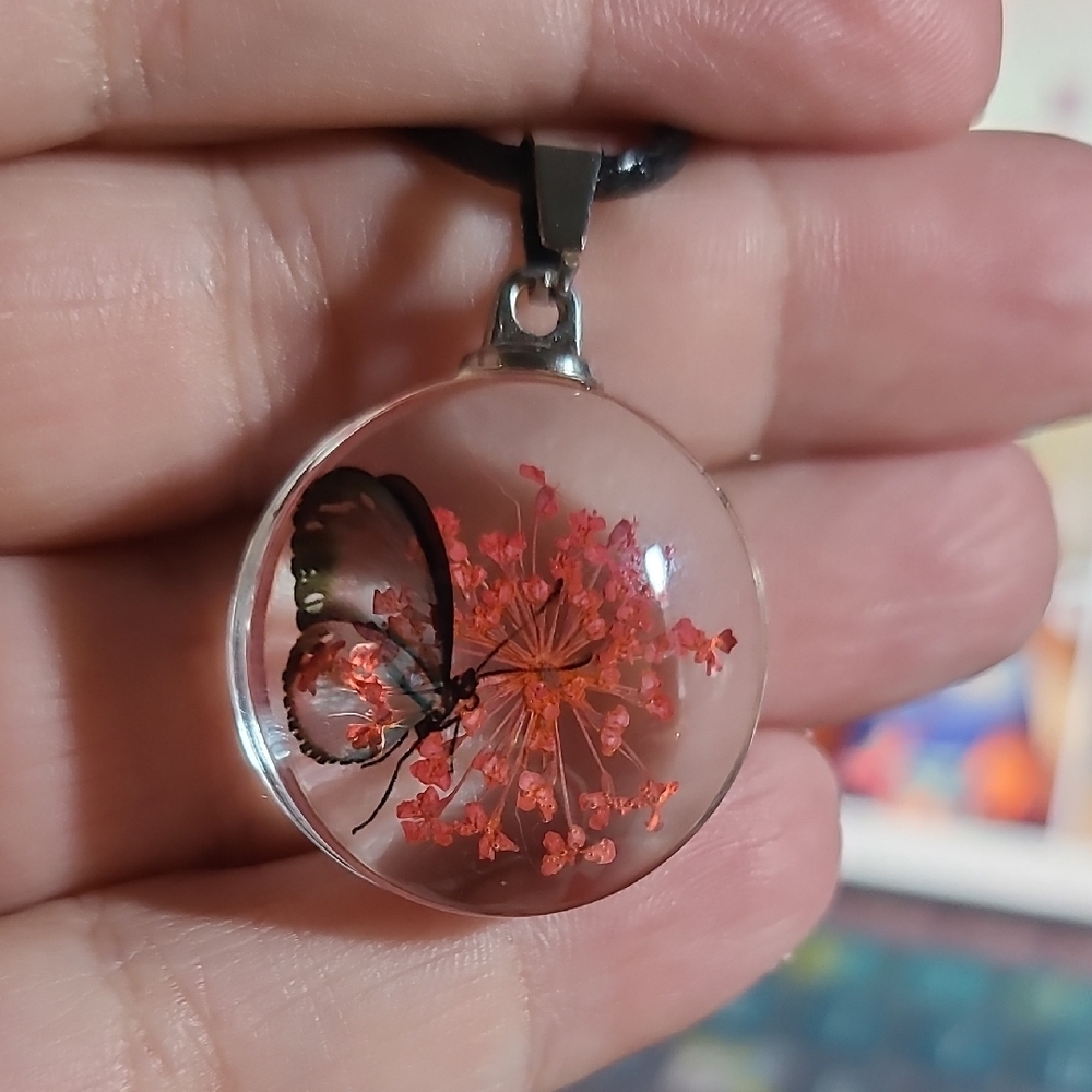 3/$10 Butterfly and Floral Pendant Necklace